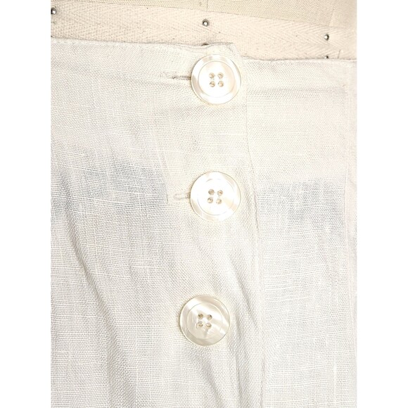 Vintage Off White Linen High Waisted Maxi Skirt by Geoffrey Beene Button Down XS - Picture 3 of 10